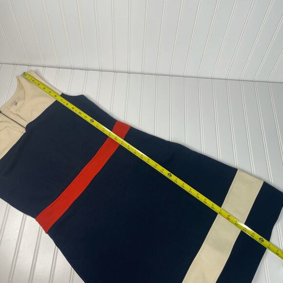 41Hawthorn Women's Tan & Navy Sleeveless Back Zipper Knee Length Dress Size M - Picture 4 of 9